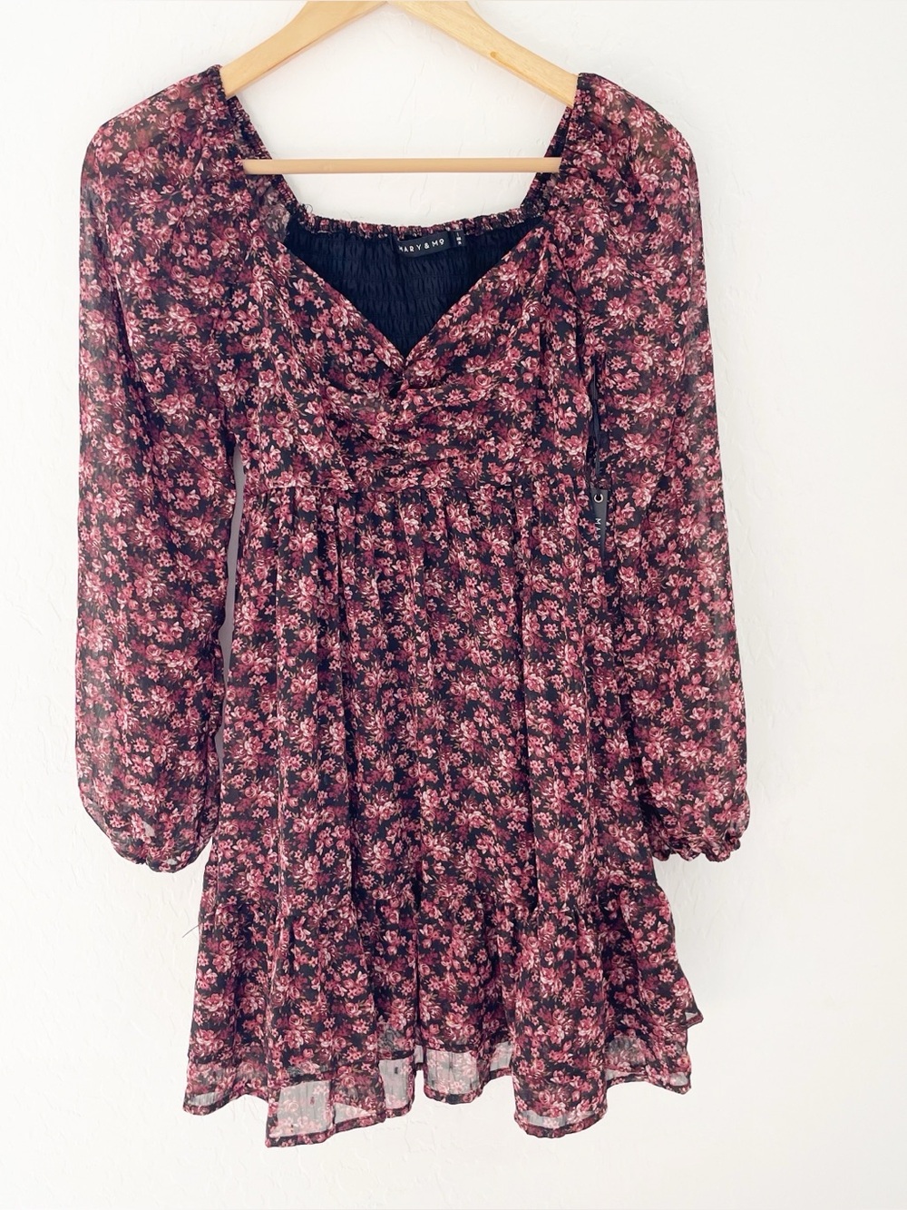 Mary & Mo floral chiffon mini dress size XS